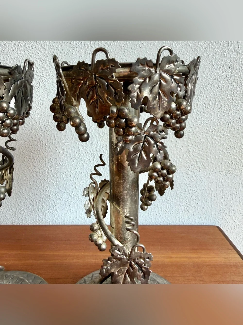 Vintage Studio Silversmiths Ornate Taper/Pillar Candle Holder Grapevine Gothic